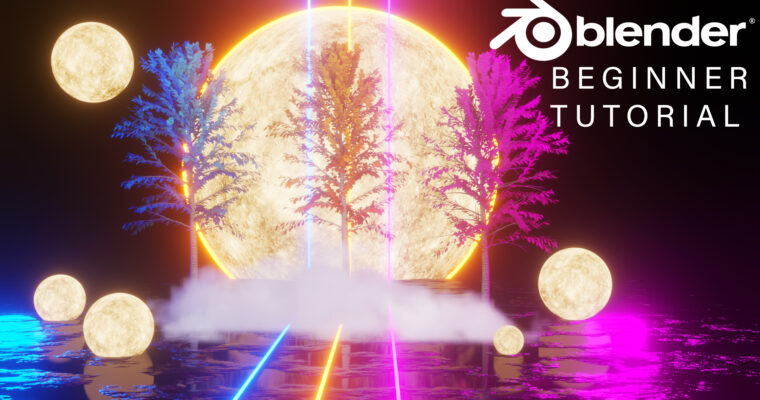 Blender Tutorial – Create Landscape with Tree & Moon Lighting ( FREE PROJECT )