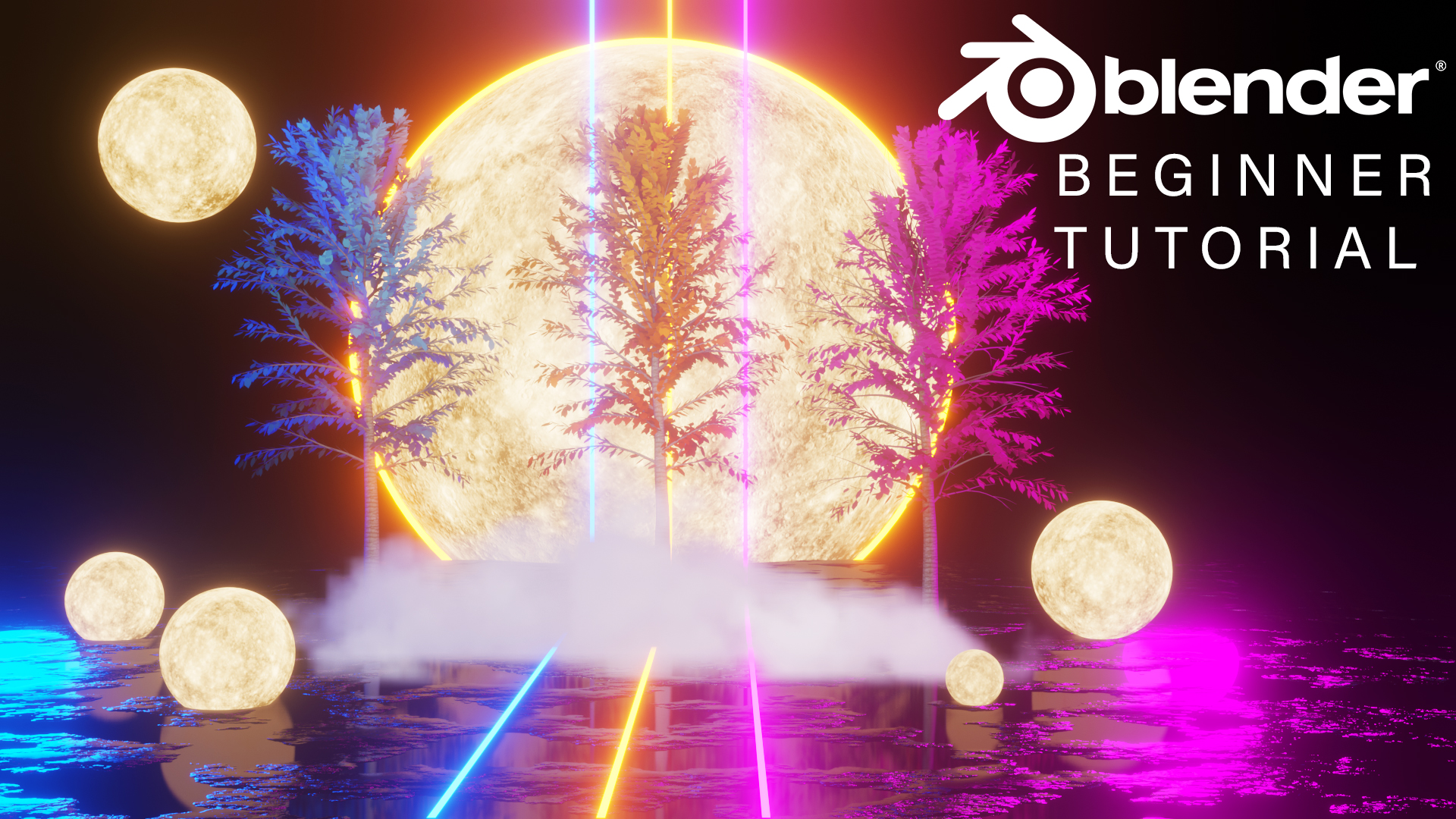 Blender Tutorial – Create Landscape with Tree & Moon Lighting ( FREE PROJECT )